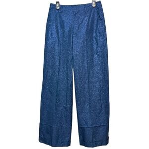 Ralph Lauren Women's Metallic Lightweight Wide Leg Pants Size 6 Old Money Glam